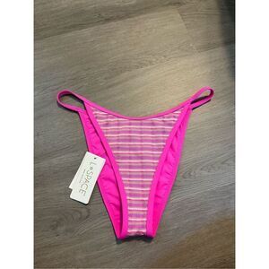 NWT L*SPACE Womens' Pink Striped Bitsy Cut Bikini Bottoms Size US Large